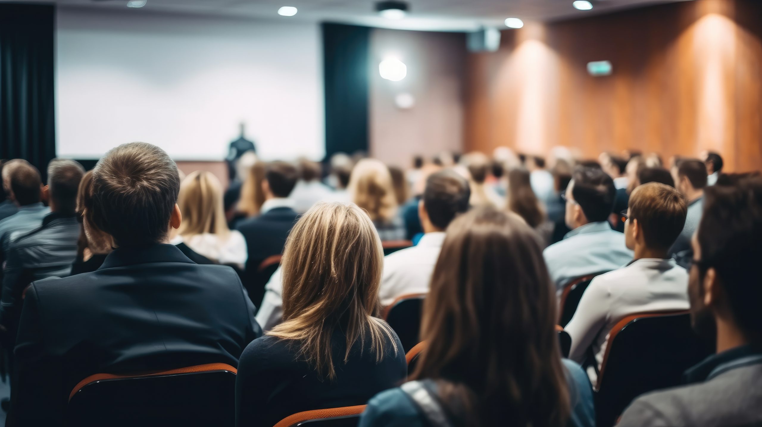 Salle de conférence avec public assis